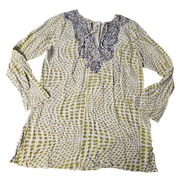 Sundance Beaded Tunic Green and White Size L - Picture 1 of 7